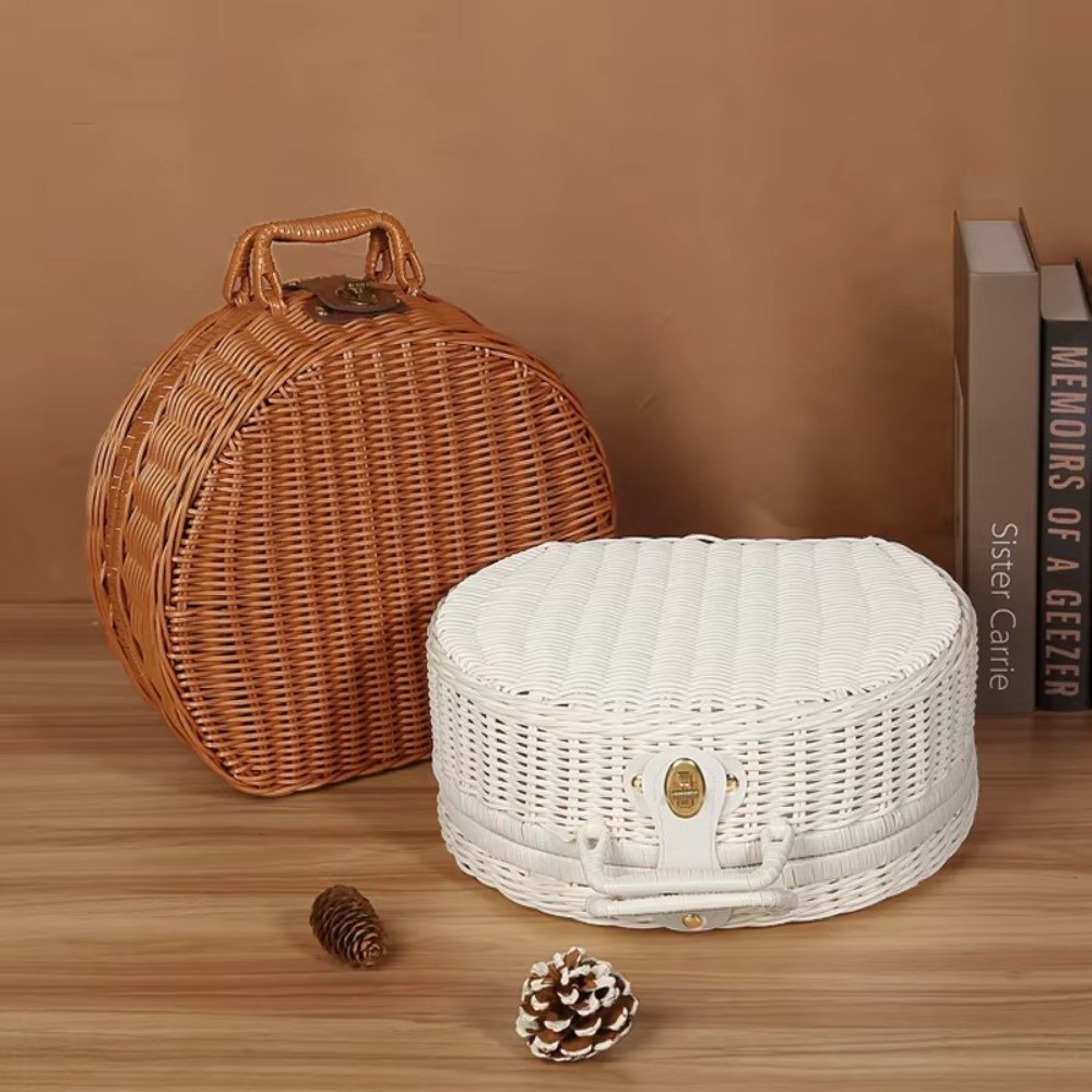 Woven Basket Set - Cesta de Armazenamento Redonda Criativa, Caixa