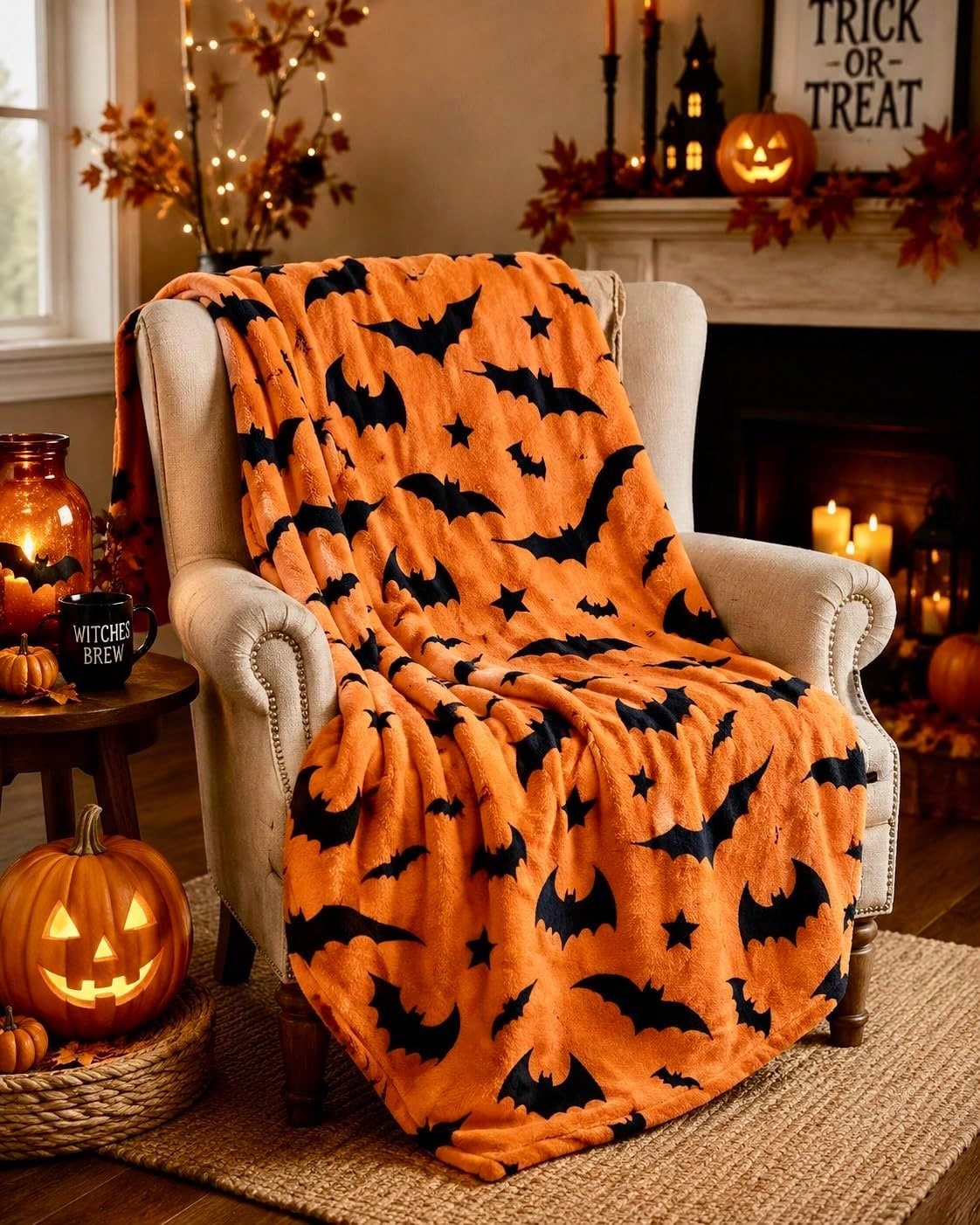 Interior Design Guest Room - Manta de Halloween, design de morcego