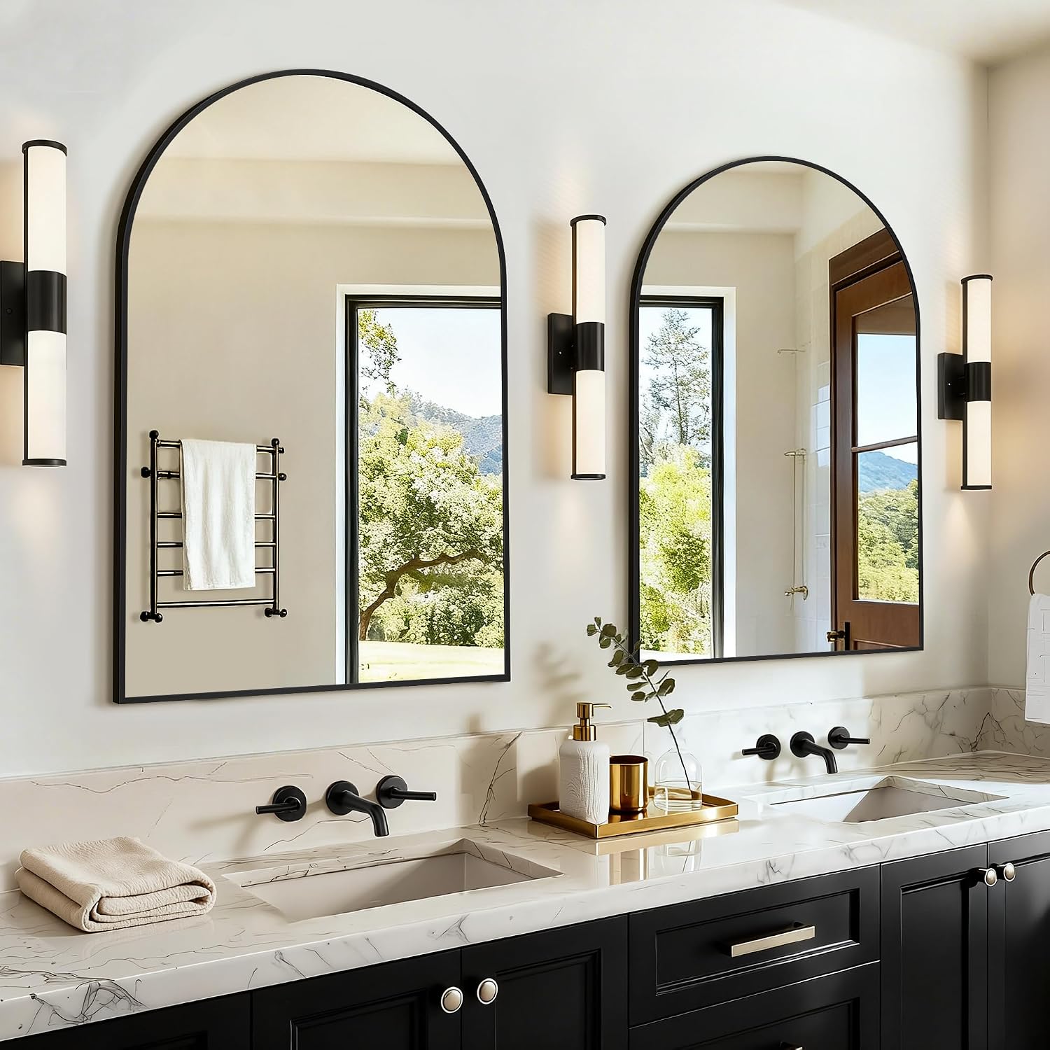 Arch Mirror Leaning - Espelho de Banheiro Arqueado para Pia,