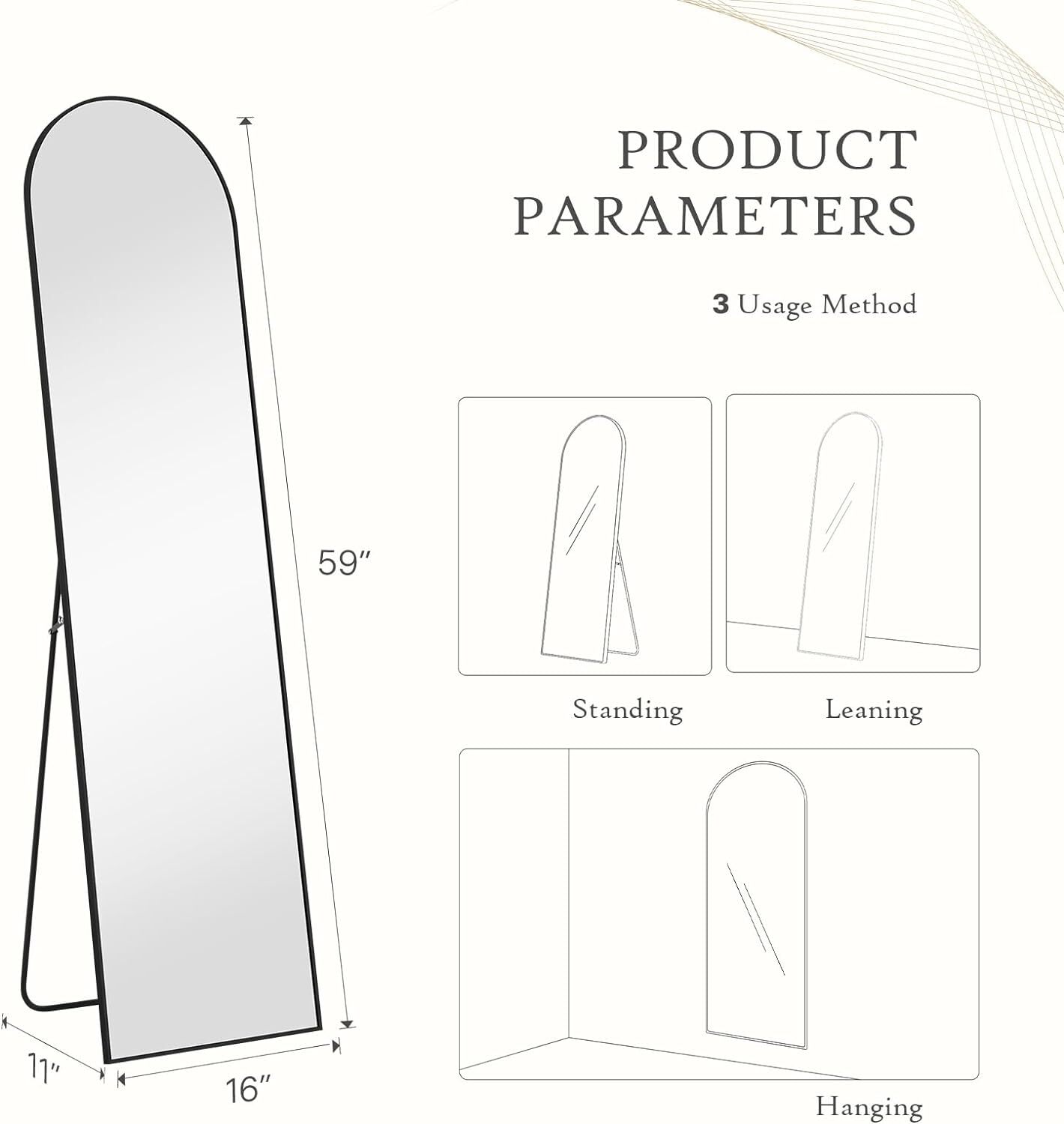 Espelho de Corpo Inteiro Arque - Arch Mirror Leaning avaliação e preço