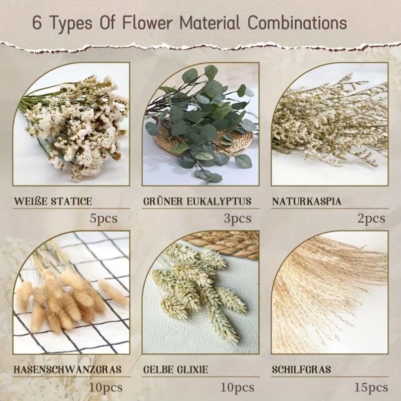 45 Peças de Flores Secas Mista - Dried Pampas Bundle avaliação e preço